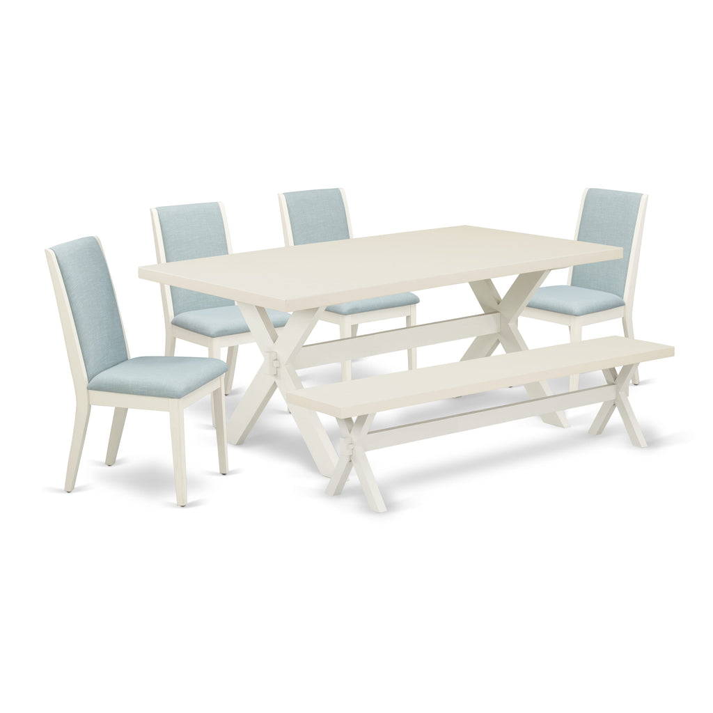 X027L2LLL-X Elegant 6-Piece Dining Ensemble, Including Table, Chairs, and Bench in Stylish Multi-Color Finish
