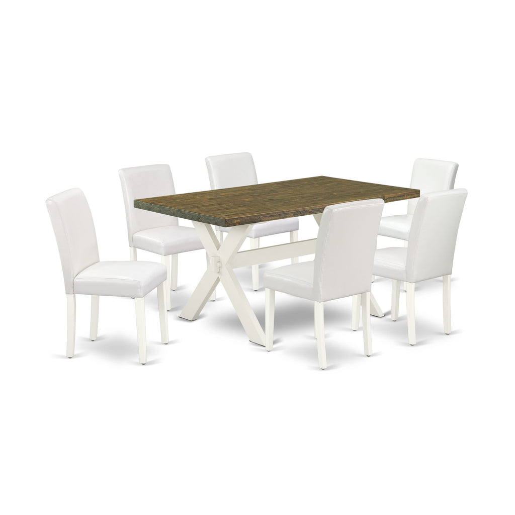 X076AO13N-L 7-Piece Dining Table Set with Rectangular Table & 6 Parson Chairs, Multi-Color Elegance