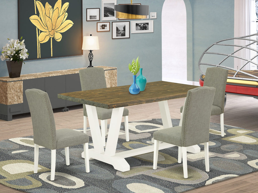 5-Piece Dining Ensemble Set X076EHMGM-6 with Rectangular Table and 4 Upholstered Chairs