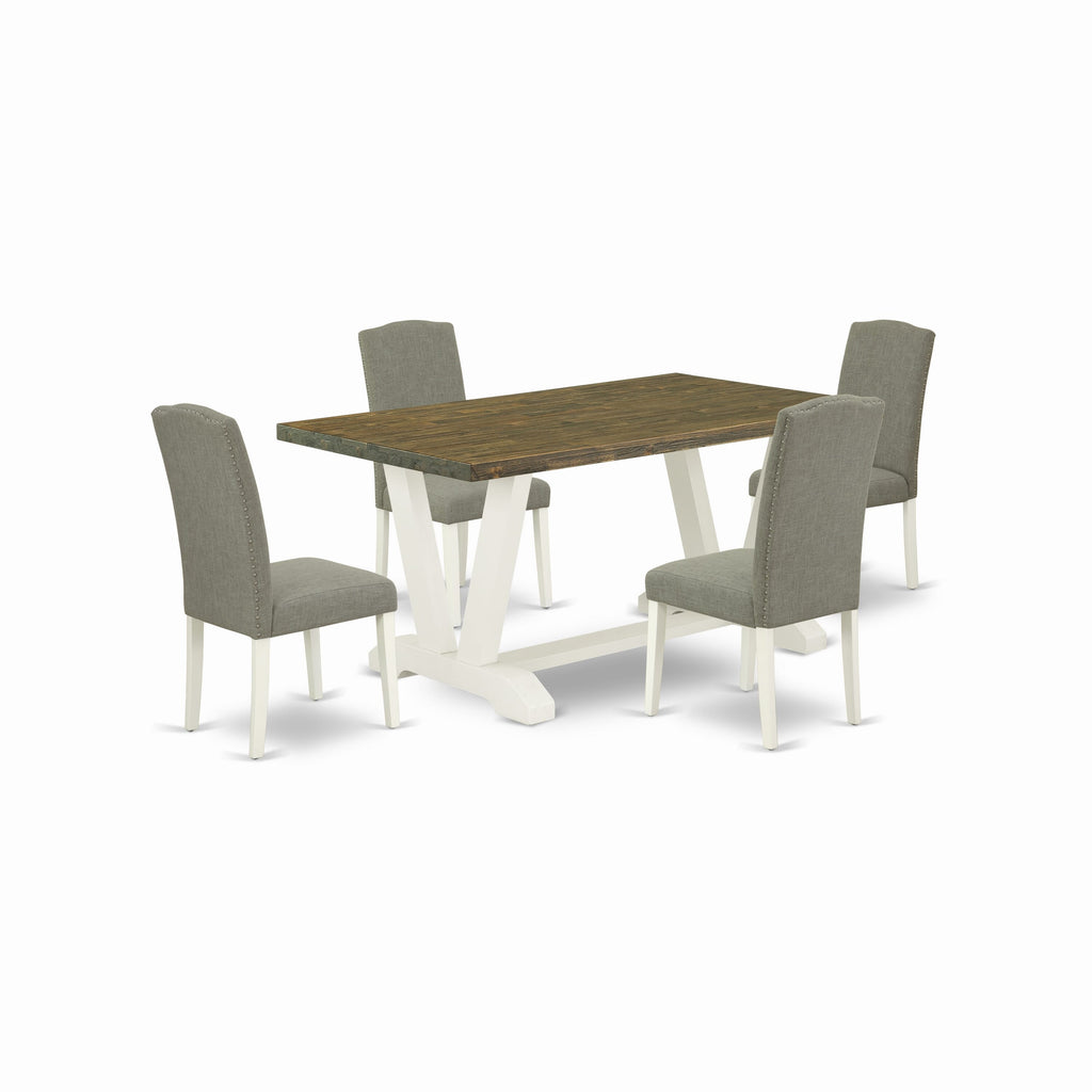 5-Piece Dining Ensemble Set X076EHMGM-6 with Rectangular Table and 4 Upholstered Chairs