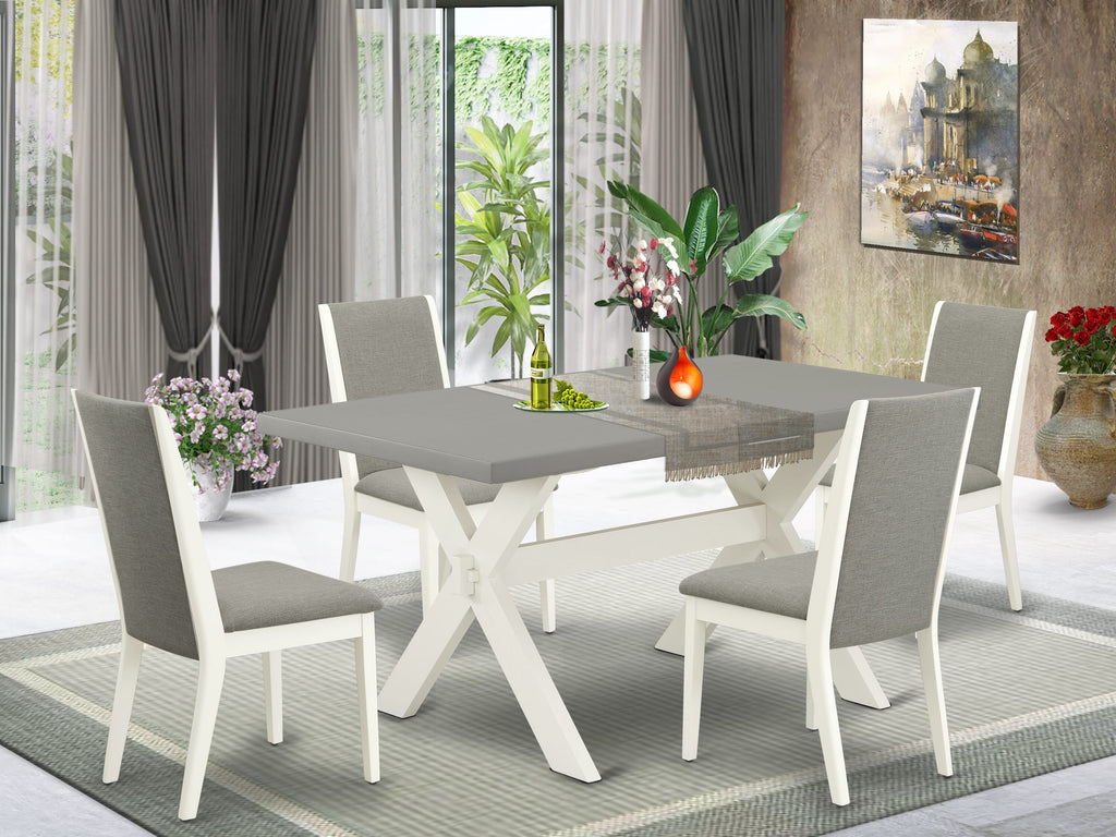 X096LV4Q1-G Set 5-Piece Dining Collection with Rectangle Table & 4 Shitake Linen Chairs, Multi, 36x60