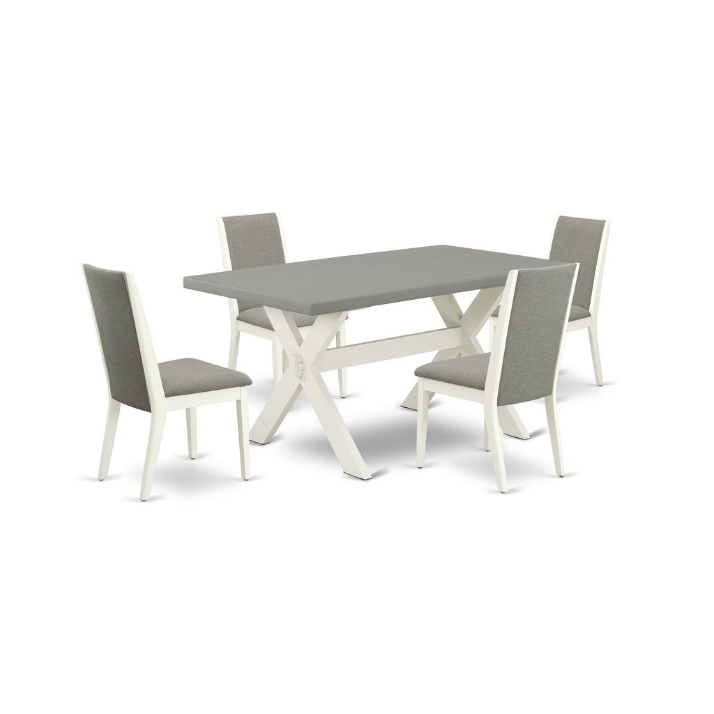 X096LV4Q1-G Set 5-Piece Dining Collection with Rectangle Table & 4 Shitake Linen Chairs, Multi, 36x60