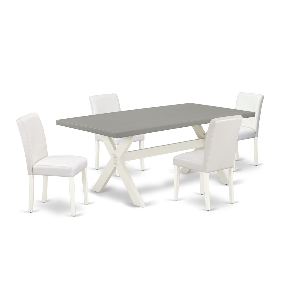 X097ASERC-G 5-Piece Contemporary Rectangular Dining Ensemble with X-Leg Table & 4 Upholstered Chairs, 40x72 Inch, Multi-Color