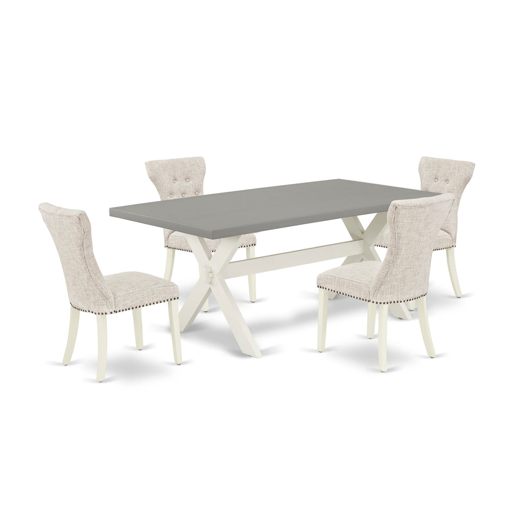 5-Piece Dining Set with Rectangle Wooden Table & Doeskin Chairs  X097GL3MS-H