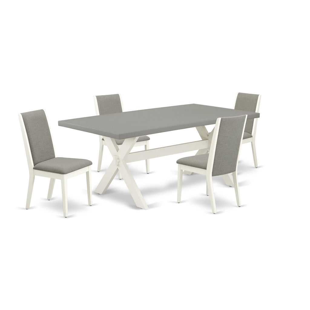 X097LSFHM-F Dining Ensemble Five-Piece Set with Rectangular Table and Linen Parson Chairs