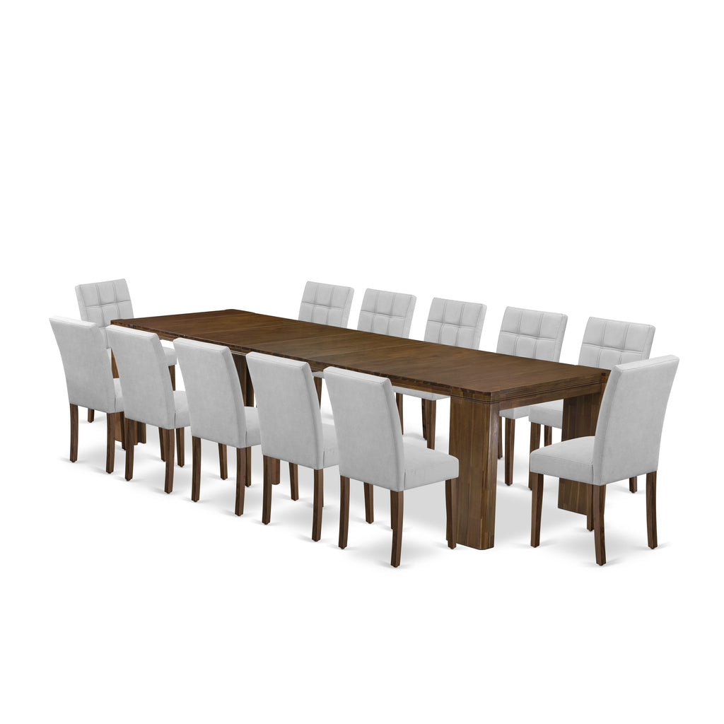 X12AS-1JQ-4X Exquisite Dining Ensemble with Table and Twelve Chairs in Rich Walnut Finish, 13-Piece Set