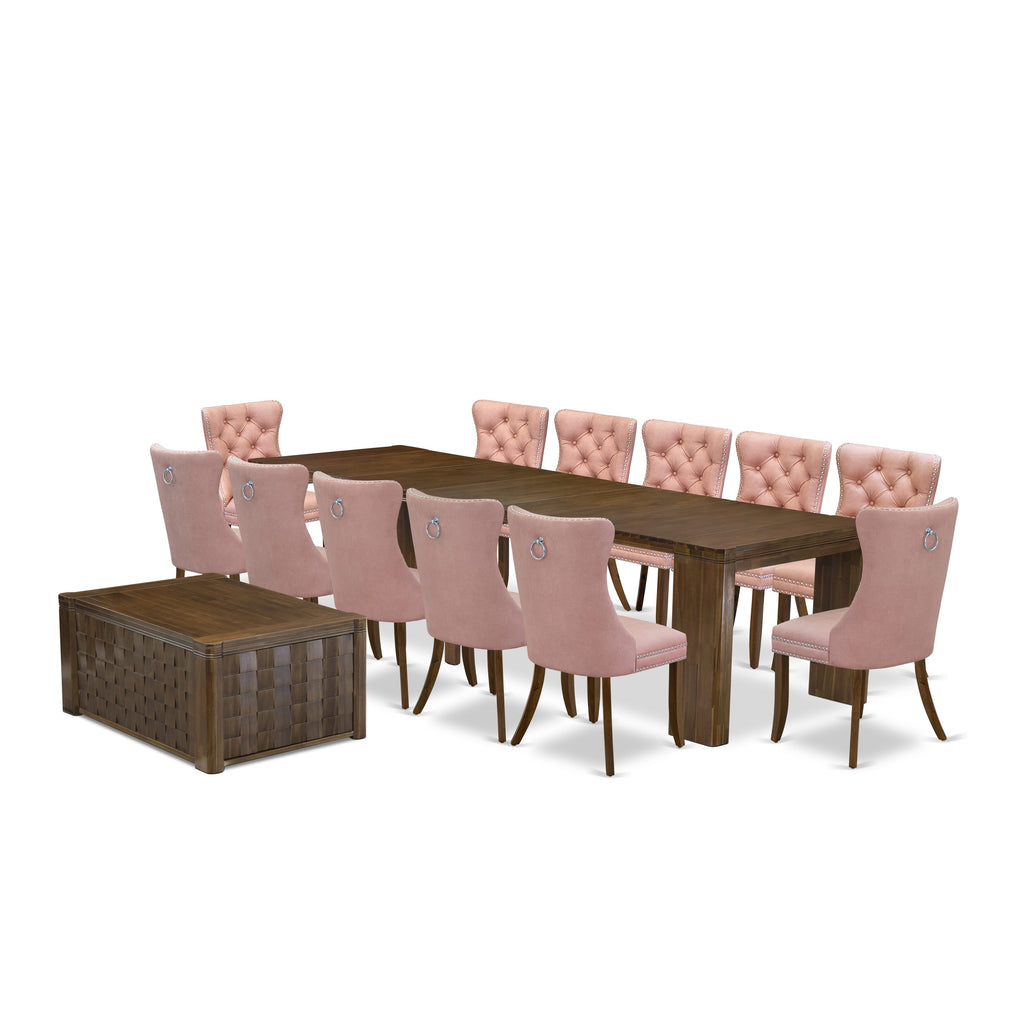 Antique Walnut Dining Elegance X12DA-D6N-WQ 14-Piece Extensible Set with Table & Chairs