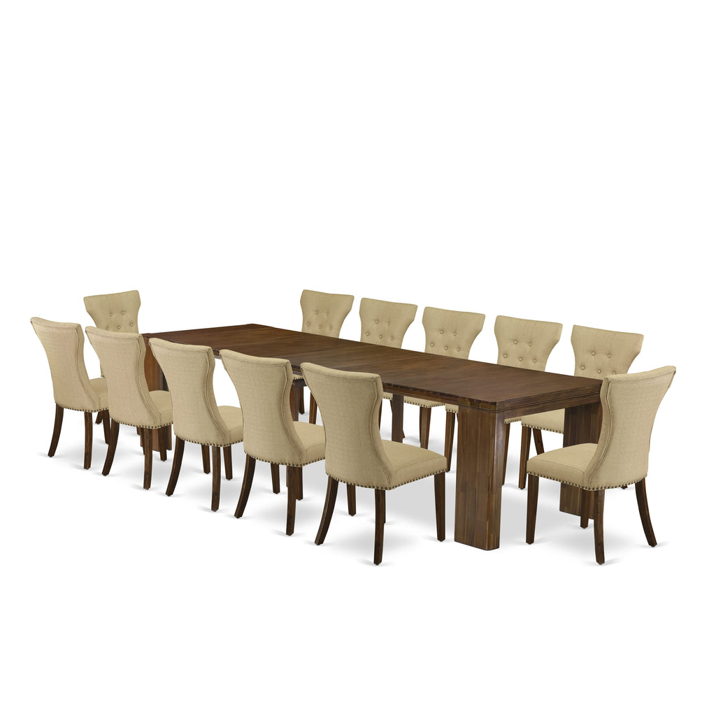 Dining Set Ensemble X12GA-6XN-E7 Elegant Extendable Table & 12 Chairs in Antique Finish