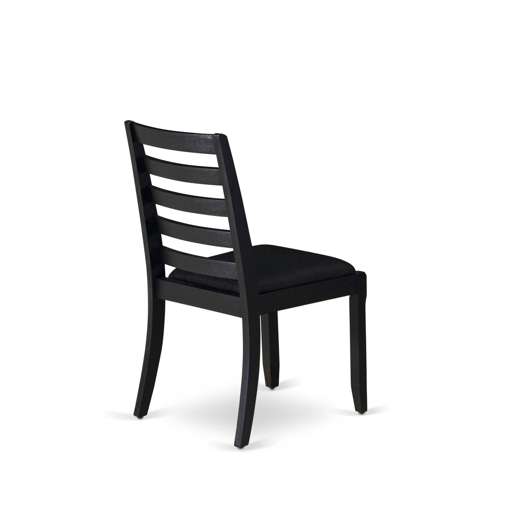 X696XPDN0-A Elegant 7-Piece Dining Set Wooden Table with Cement Surface & 6 Black Linen Fabric Chairs