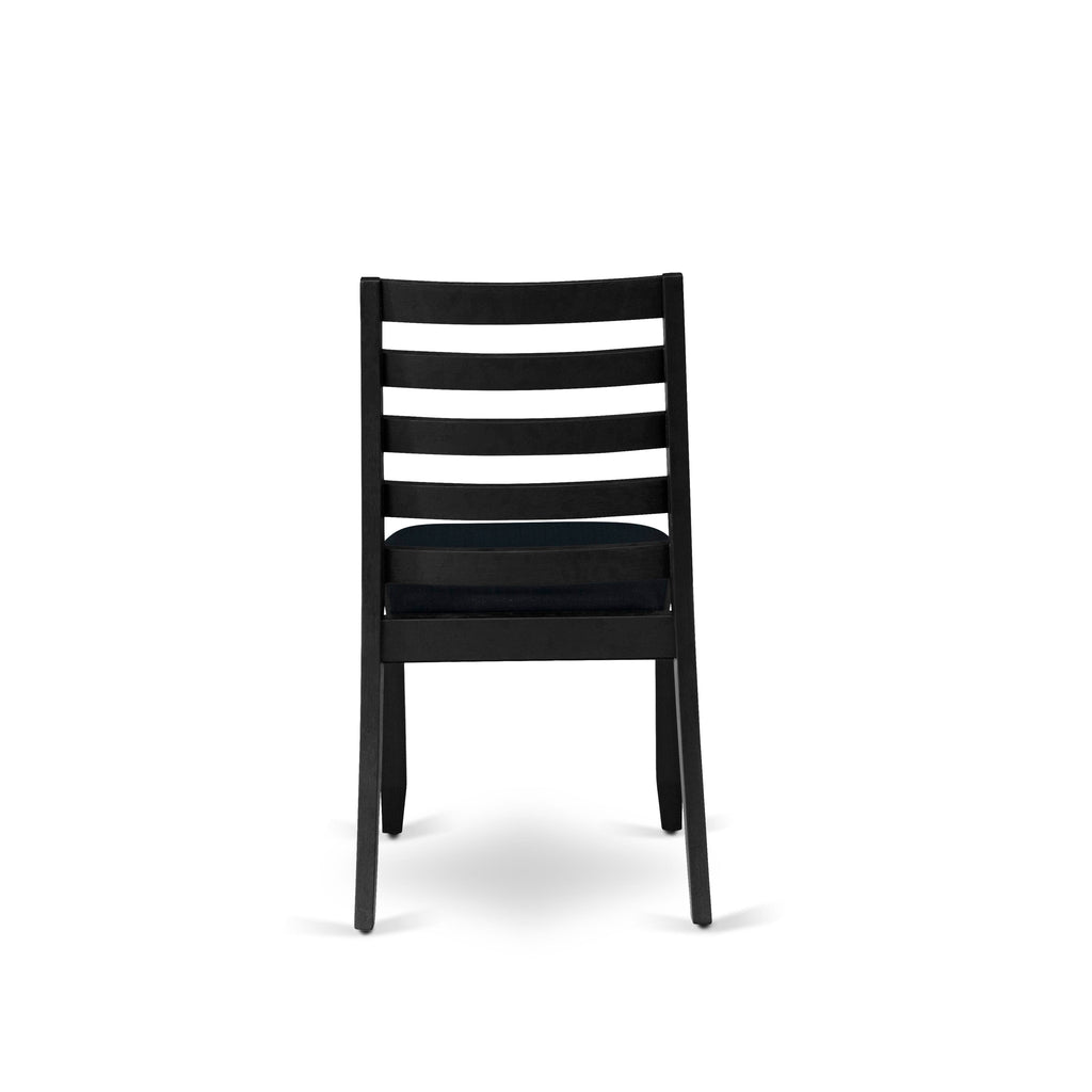 X677XWXQJ-W Dining Set 9-Piece Collection Featuring Distressed Jacobean Table and Stackable Chairs, Black Linen Fabric Upholstery