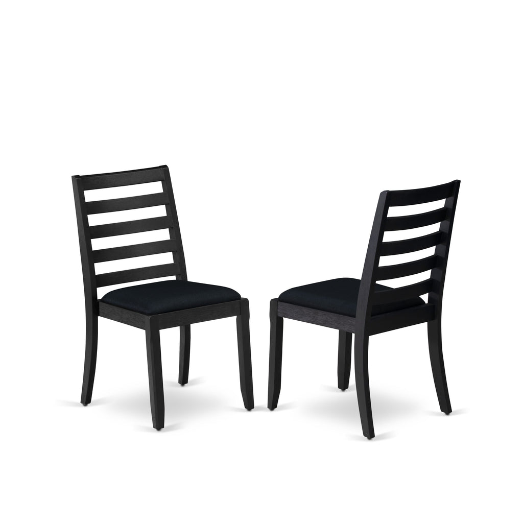 X677XWXQJ-W Dining Set 9-Piece Collection Featuring Distressed Jacobean Table and Stackable Chairs, Black Linen Fabric Upholstery