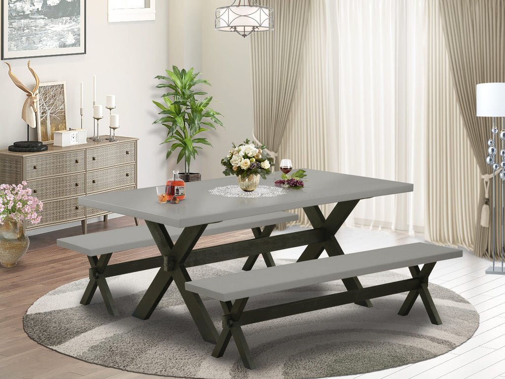 X2-69R 3PC Dining Set with Rectangle Table & Benches for Compact Spaces, Multi-Color 40x72
