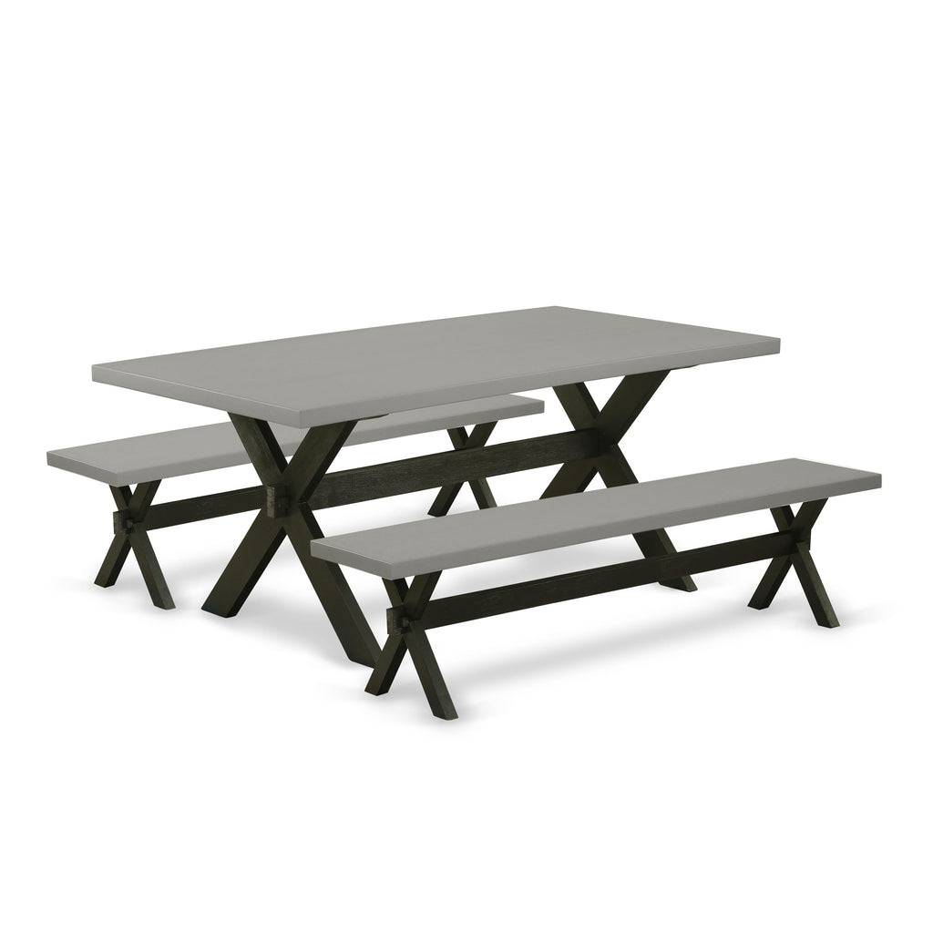 X2-69R 3PC Dining Set with Rectangle Table & Benches for Compact Spaces, Multi-Color 40x72