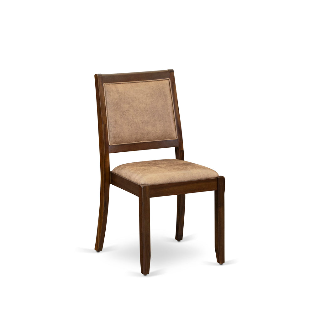 YAX25-XXJ-S1 5-Piece Dining Set Walnut Table & Faux Leather Chairs