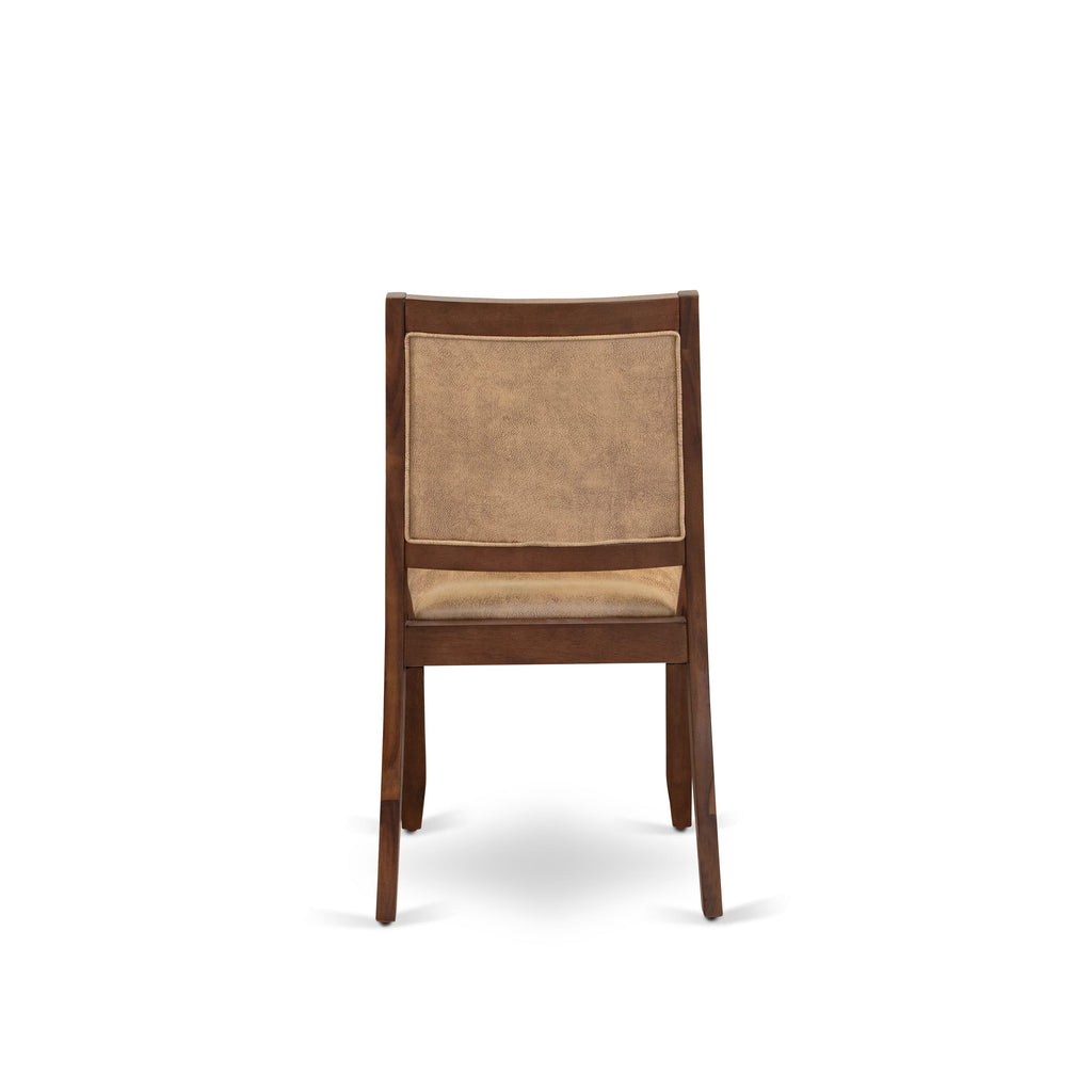 YAX25-XXJ-S1 5-Piece Dining Set Walnut Table & Faux Leather Chairs