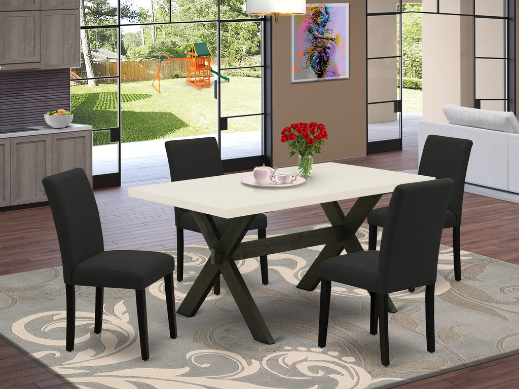 X626A2UVI-L Versatile 5-Piece Dining Set with X-Legged Table and Upholstered Seats for Four, Multi-Color