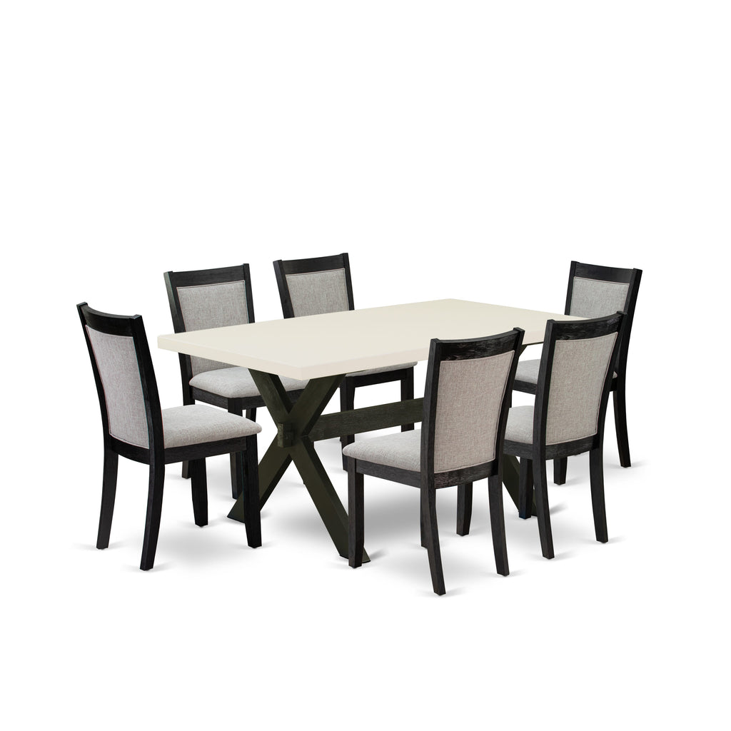 X626M16HA-G Stylish 7-Piece Set with Rectangular Table and Elegant Chairs in Multi-Color Ensemble