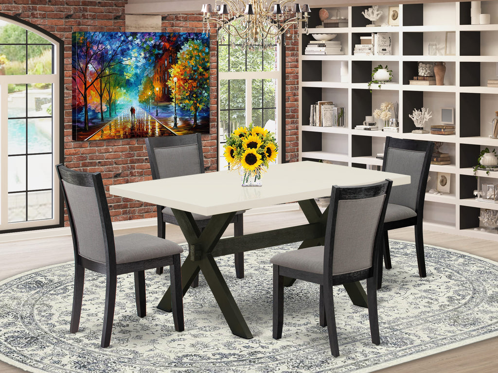 X626M7184-D 5-Piece Dining Ensemble with Rectangle Table & Upholstered Chairs (36x60), Multi-Tone