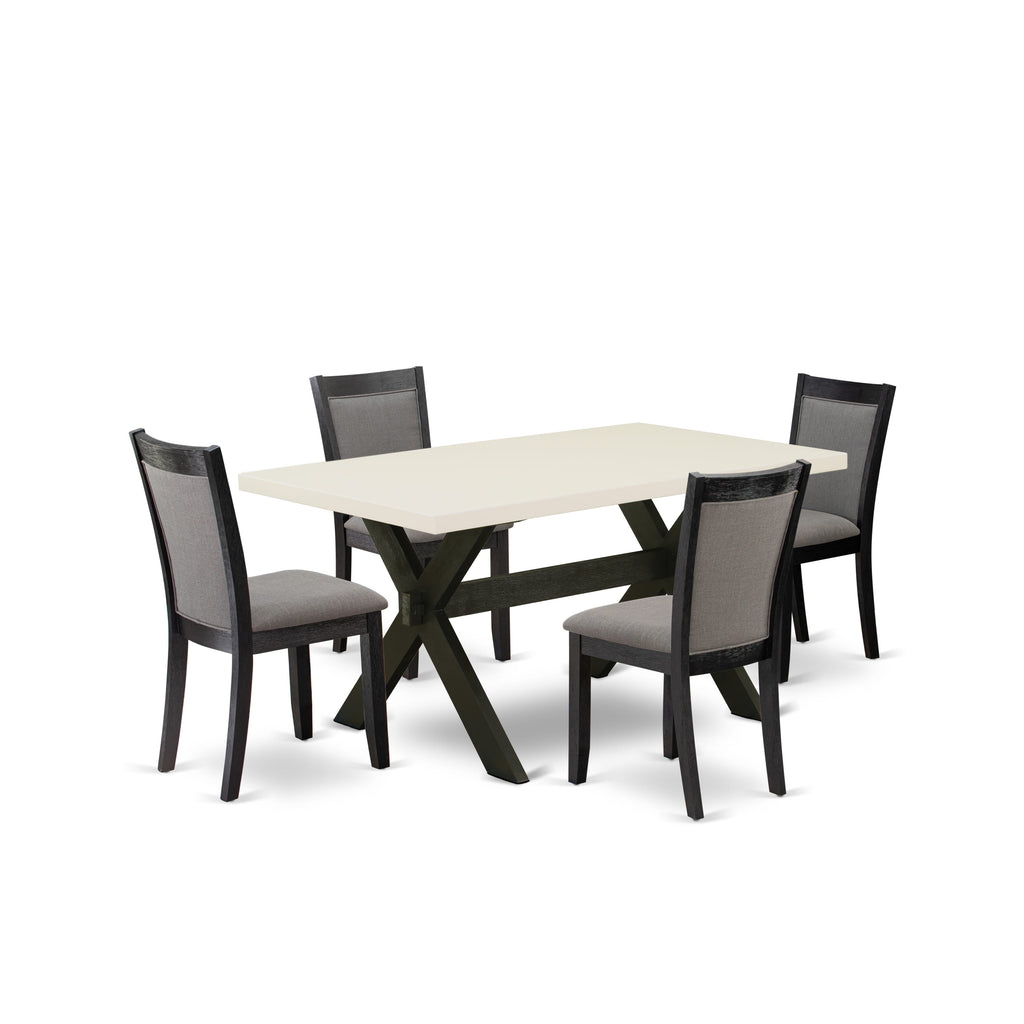 X626M7184-D 5-Piece Dining Ensemble with Rectangle Table & Upholstered Chairs (36x60), Multi-Tone