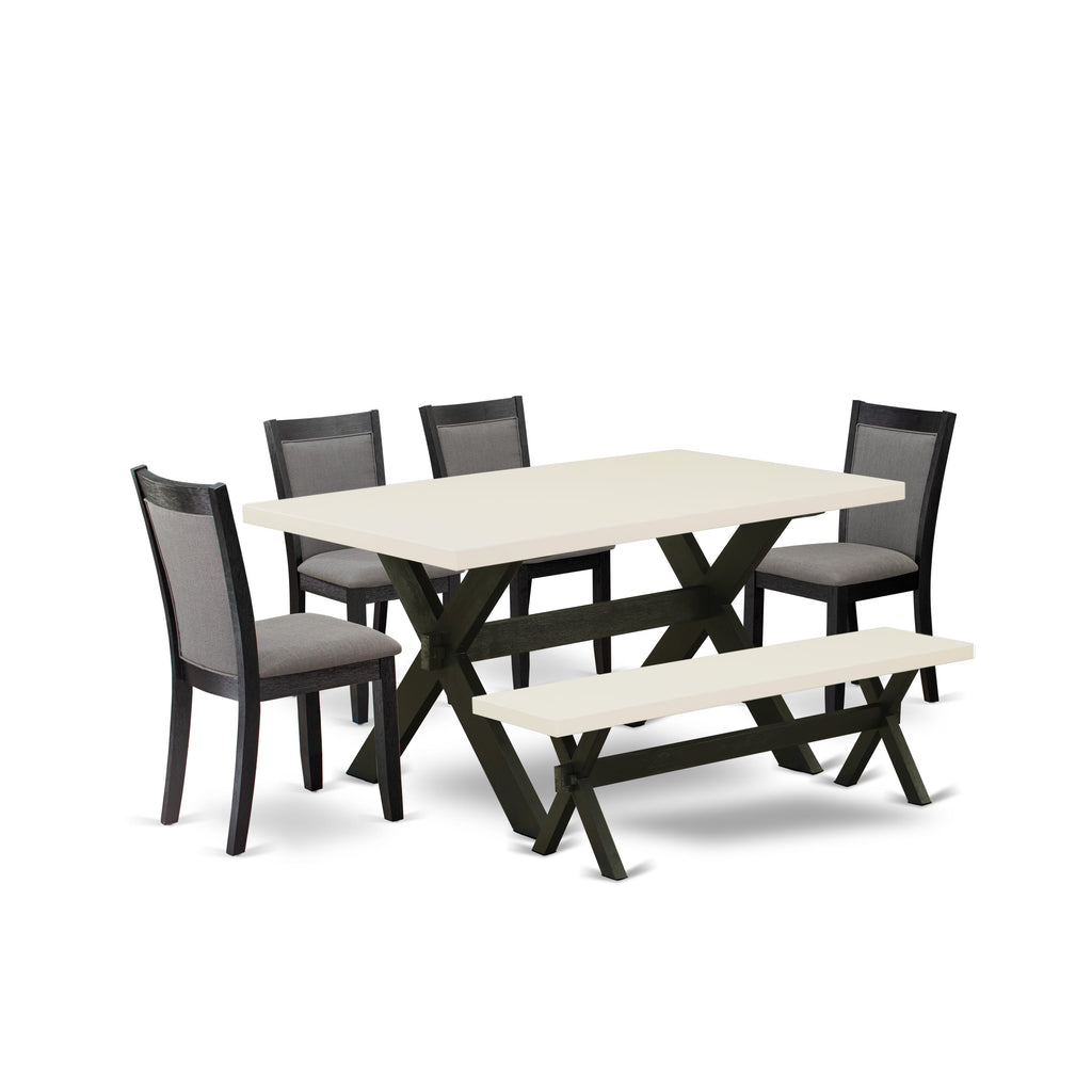 X626MIO1D-H 6-Piece Dining Ensemble with Rectangular Table & Gothic Grey Fabric Seating, 36x60 In