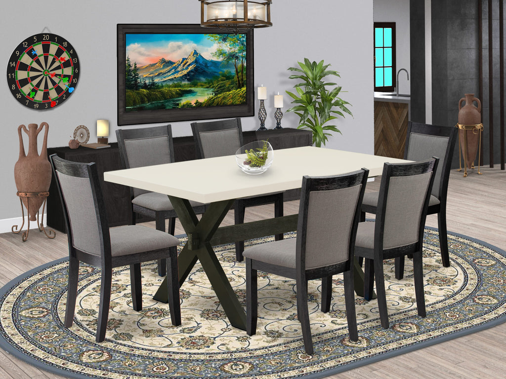 X626M5GF3-K 7-Piece Dining Ensemble with Rectangular Table & Linen Chairs, Gotham Grey