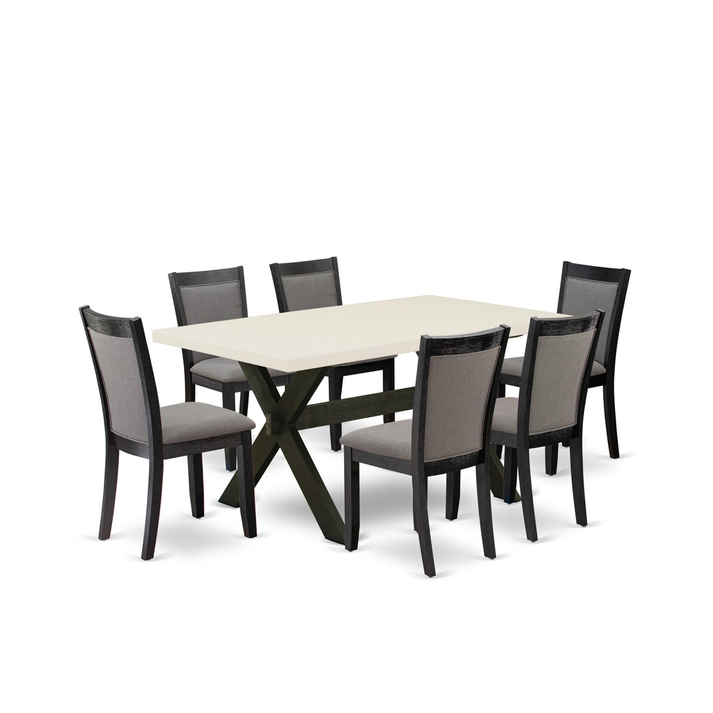 X626M5GF3-K 7-Piece Dining Ensemble with Rectangular Table & Linen Chairs, Gotham Grey