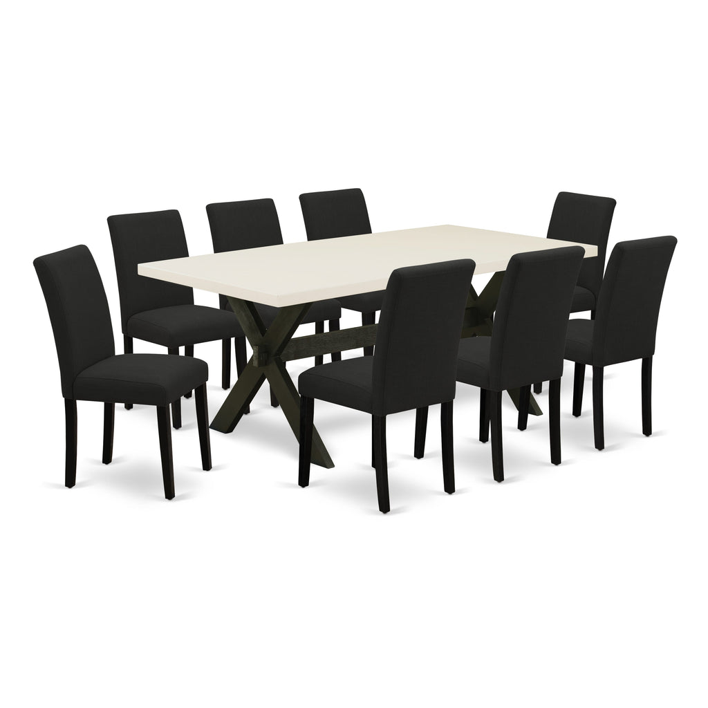 X627AYS9F-M Deluxe 9 Piece Dining Room Ensemble with Rectangular Table and 8 Upholstered Fabric Chairs