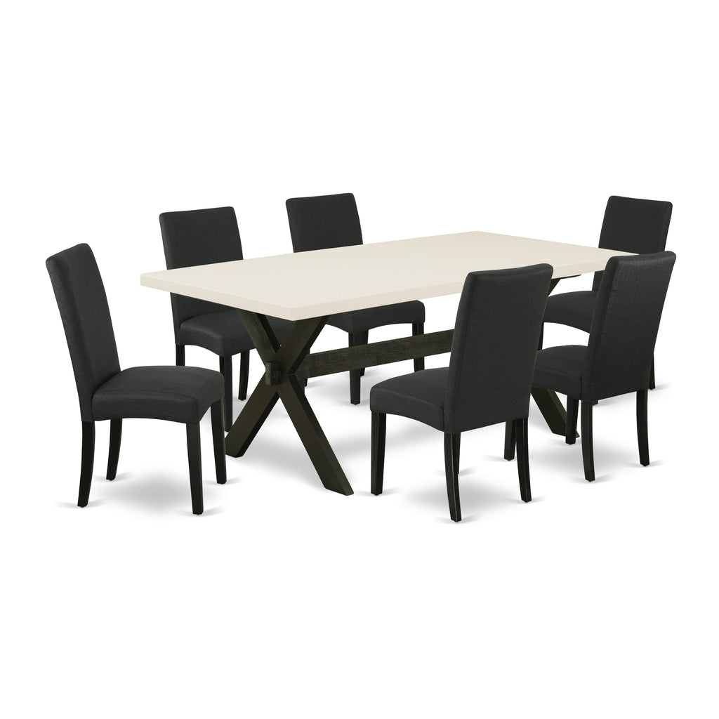 X627D5Y36-X Dining Ensemble - 7-Piece Set with Rectangle Table and Upholstered Seats, Multi-Hue
