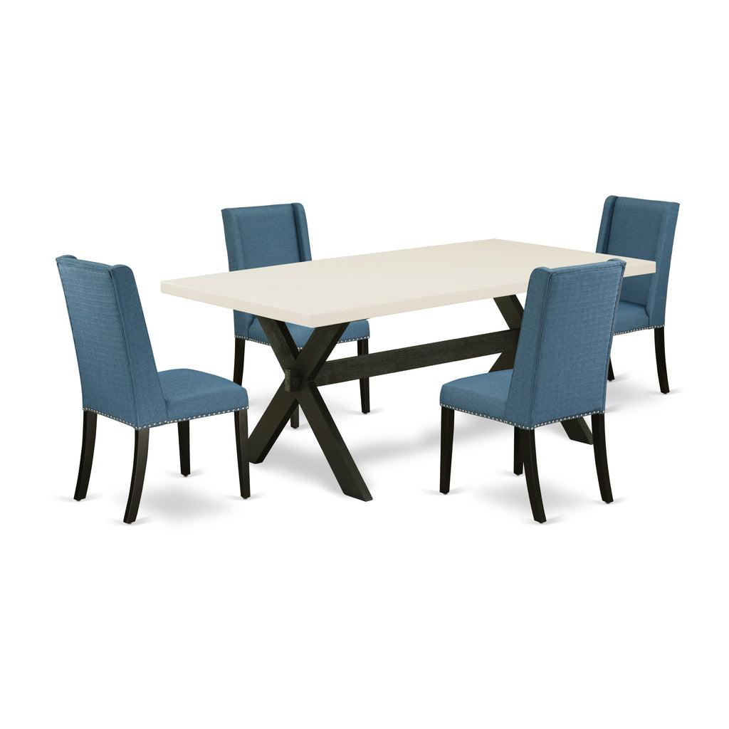 Dining Set X627F6O1E-I Five-Piece Collection with Rectangle Topped Table and Upholstered Seating for Four