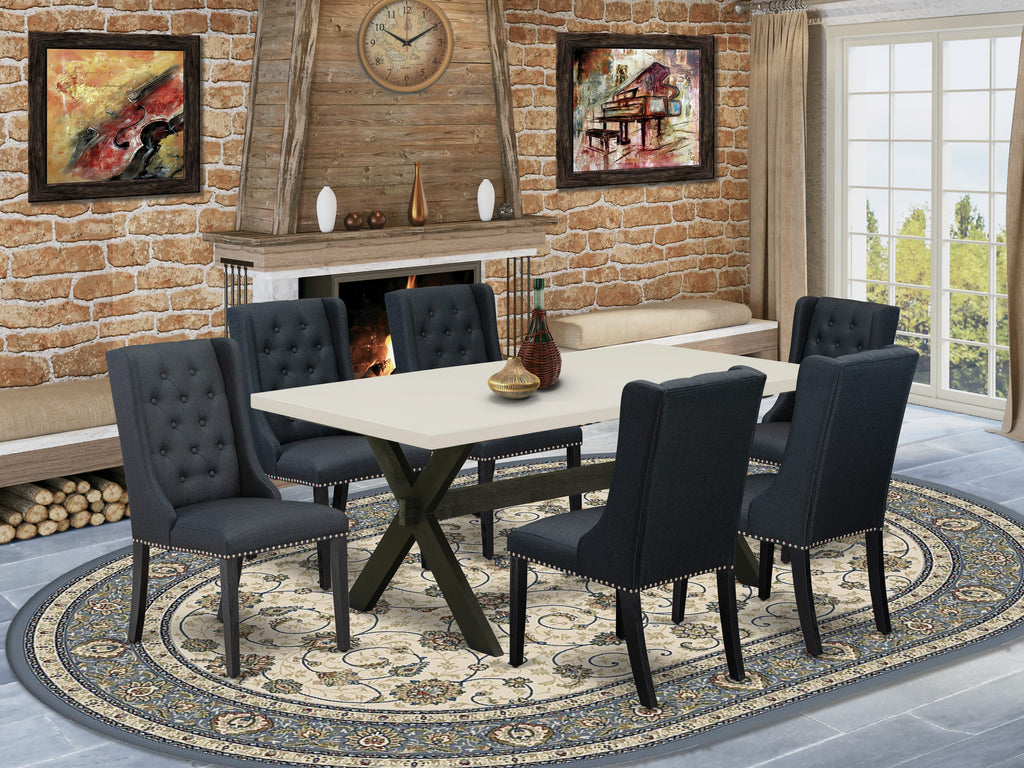 X627F9PH2-H - Contemporary 7-Piece Dining Ensemble with X-Style Table & 6 Chairs, 40x72