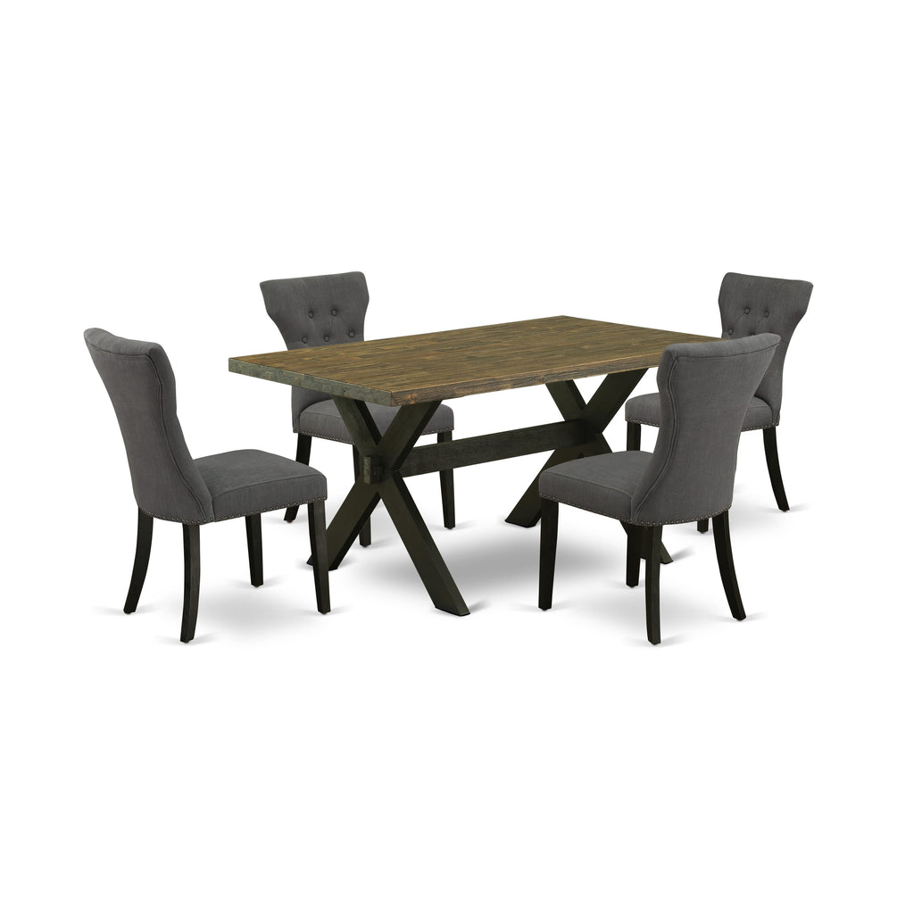 X676GRQSC-M 5-Piece Dining Ensemble with Rectangular Table and X-Leg Design