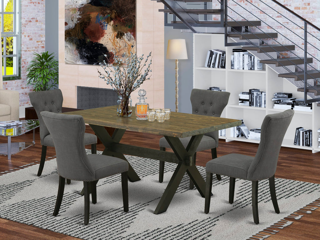 X676GRQSC-M 5-Piece Dining Ensemble with Rectangular Table and X-Leg Design