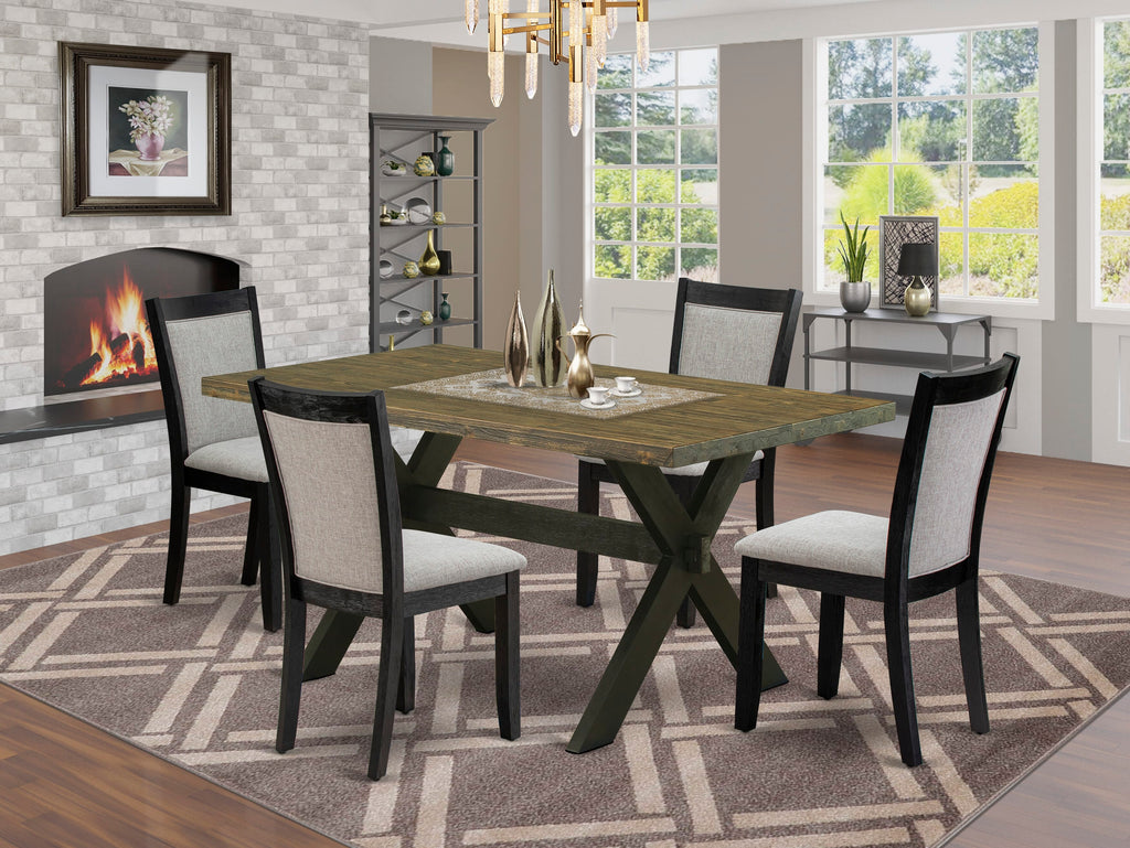 X676M63C6-T Patio Set Five Piece Dining Ensemble with Rectangular Table and 4 Linen Chairs