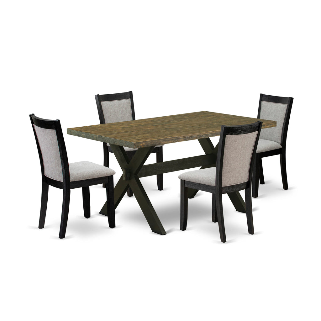 X676M63C6-T Patio Set Five Piece Dining Ensemble with Rectangular Table and 4 Linen Chairs