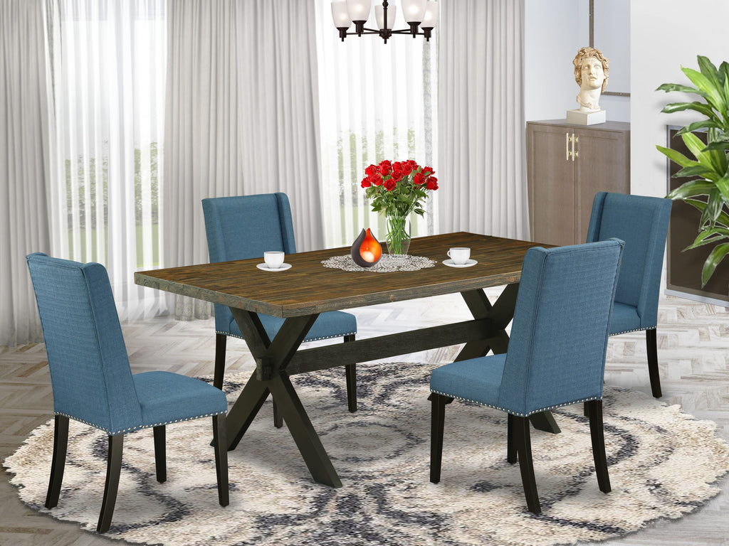 X677FU7F5-9 Versatile Dining Ensemble 5-Piece Set with Rectangle Table & 4 Upholstered Chairs
