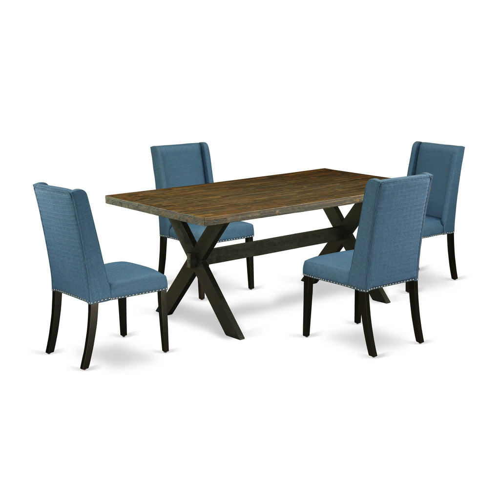 X677FU7F5-9 Versatile Dining Ensemble 5-Piece Set with Rectangle Table & 4 Upholstered Chairs