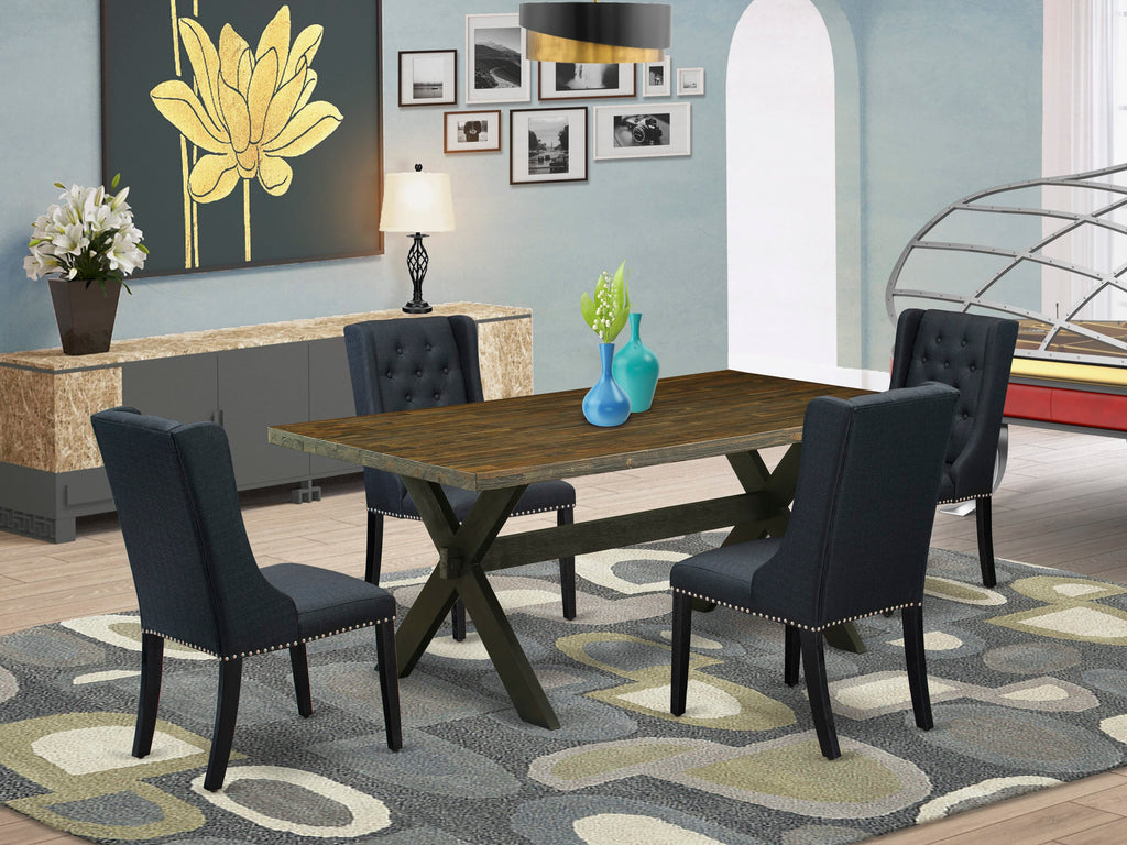 X677FWK6M-C 5-Piece Dining Collection Featuring Rectangular Table & 4 Fabric Parson Chairs