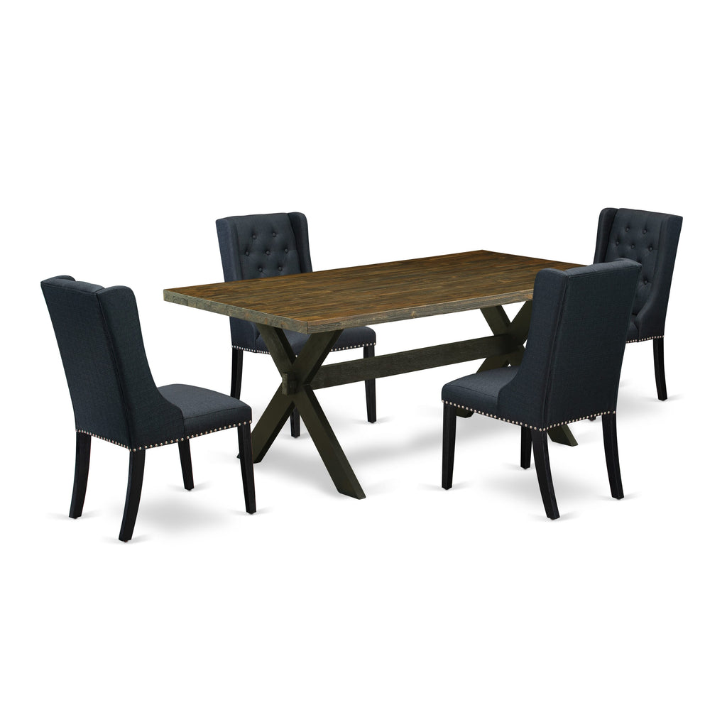 X677FWK6M-C 5-Piece Dining Collection Featuring Rectangular Table & 4 Fabric Parson Chairs