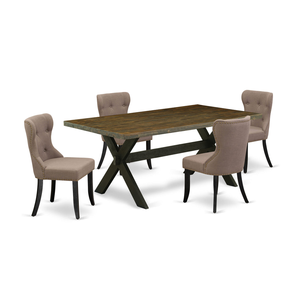 X677STNEA-I Elegant 5-Piece Dining Ensemble with Rectangular Table & 4 Stylish Parson Chairs