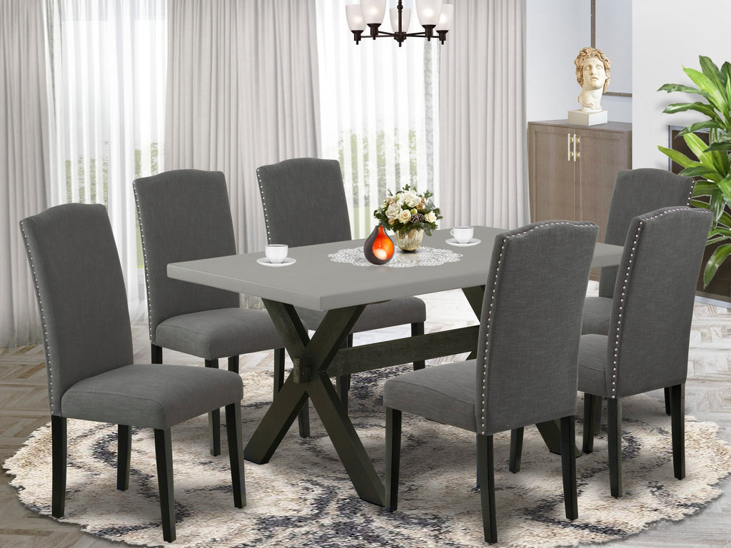 X696EP46X-3 7-Piece Dining Set Featuring Rectangular Table and Parson Chairs in Multi-Shade Upholstery