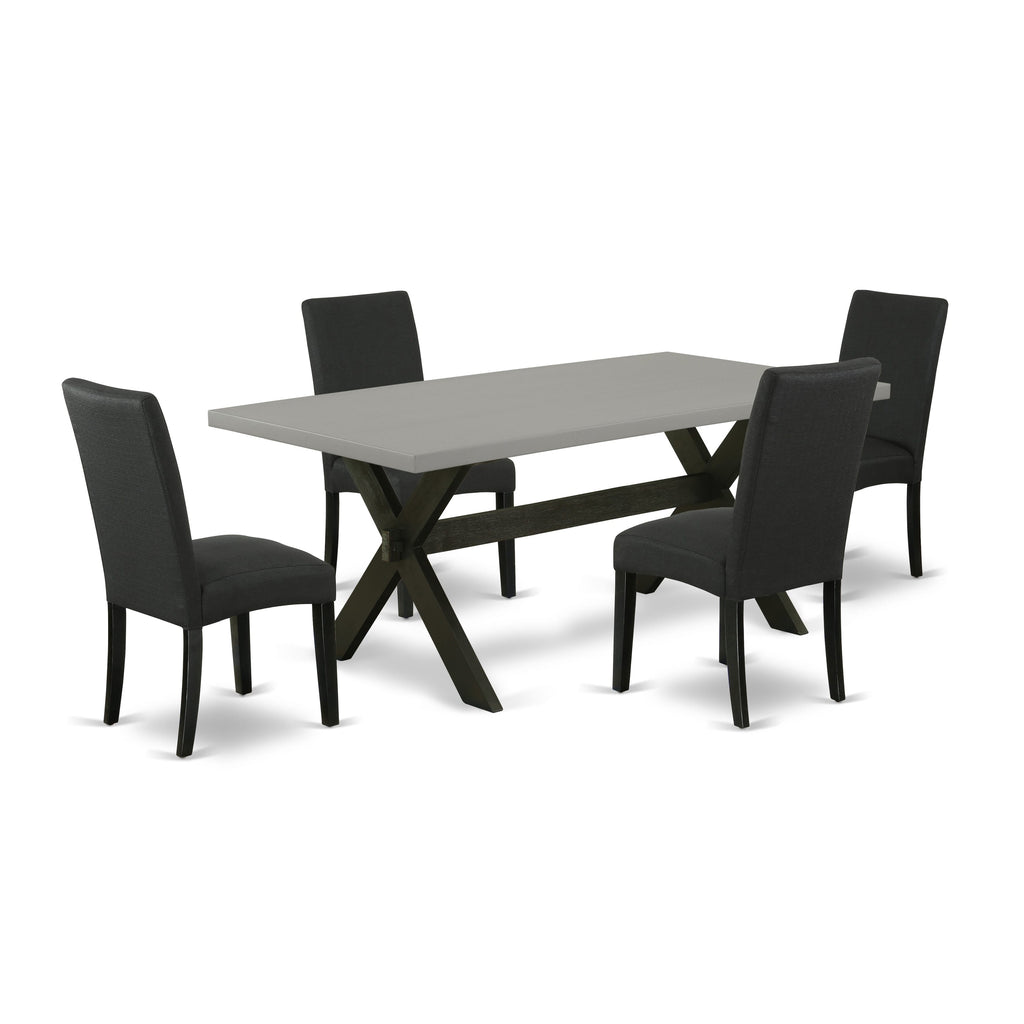 5-Piece Dining Set X697D1I72-L Rectangular Table and 4 Upholstered Chairs, Multi-Color Elegance