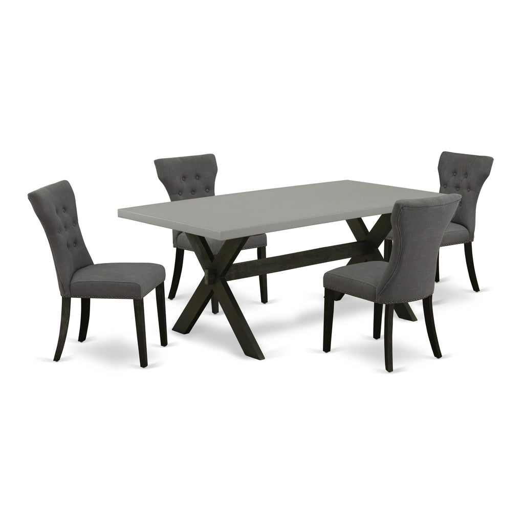 X697GR7Z9-U Dining Ensemble 5-Piece Table with X-Base and Chairs, 72 Multicolor Elegance