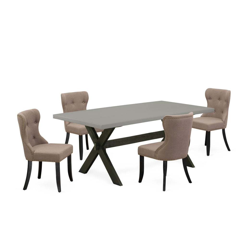 X697SSRB0-P Crafted Dining Ensemble 5-Piece Set with Rectangular Table & Coffee Toned Fabric Chairs