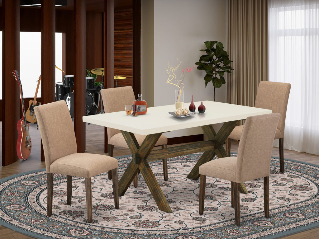 Versatile 5-Piece Dining Ensemble X726AX24I-R with Rectangular Table and Upholstered Chairs Sable Linen
