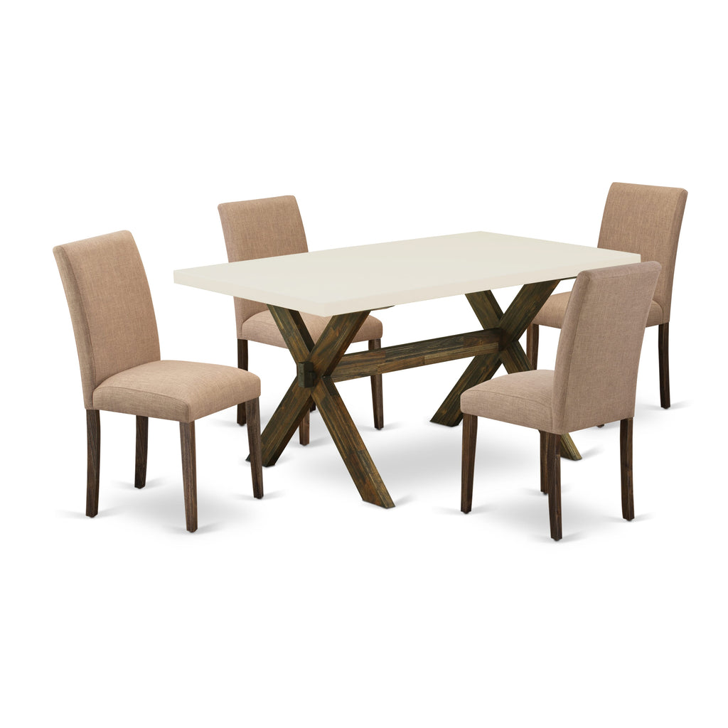 Versatile 5-Piece Dining Ensemble X726AX24I-R with Rectangular Table and Upholstered Chairs Sable Linen