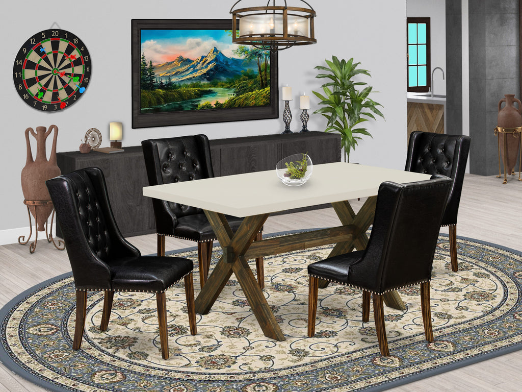 X726FYAFH-T Deluxe 5-Piece Dining Ensemble with Sleek Rectangle Table & Stylish Faux Leather Chairs, 36x60