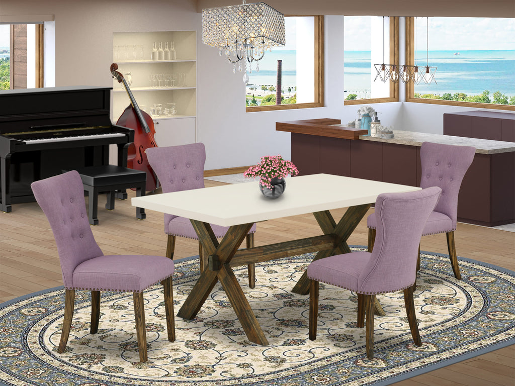 X726GMDUW-N 5-Piece Seating Set with Rectangular Table and Parson Chairs for 4, Multi-Color