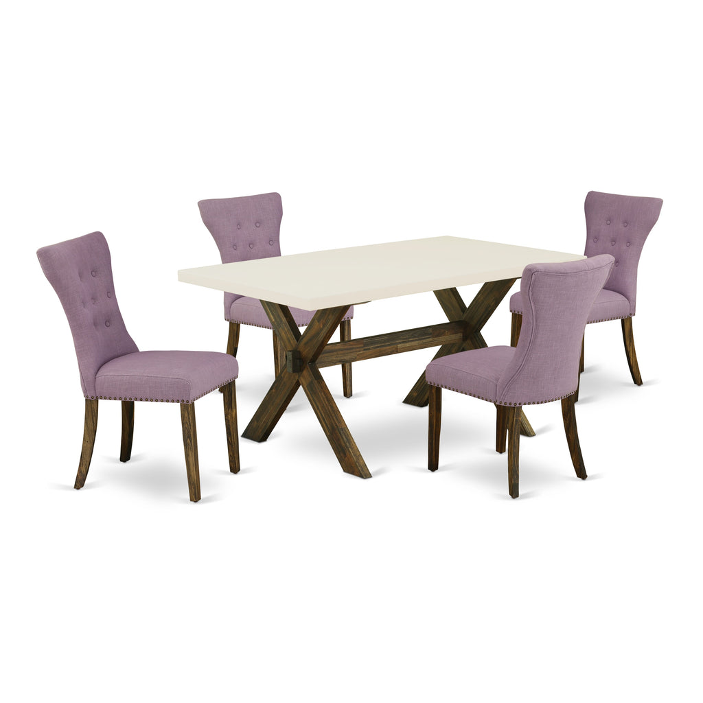 X726GMDUW-N 5-Piece Seating Set with Rectangular Table and Parson Chairs for 4, Multi-Color
