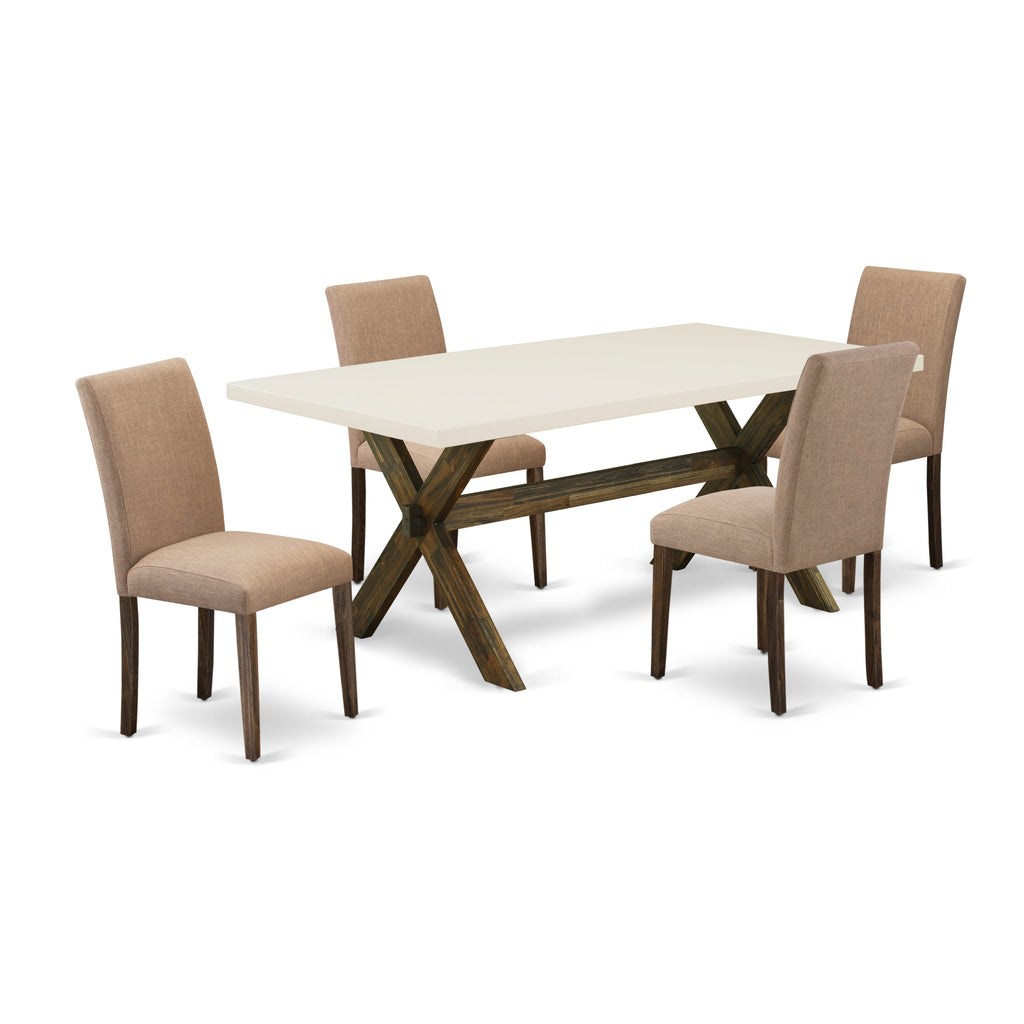 X727A2FKJ-Y Dining Set 5-Piece Rectangle Table with X-Legs & Sable Parson Chairs