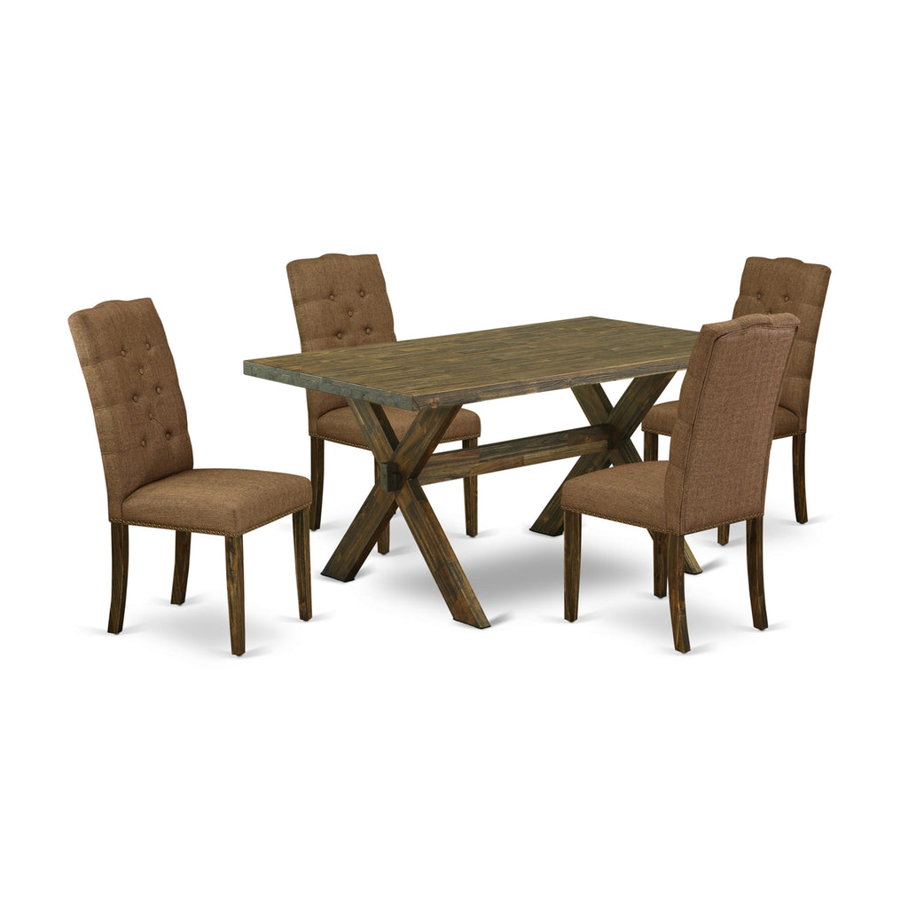 X776EF5I9-3 Modern 5-Piece Set with Rectangular Table & Fabric Chairs, Multi-Color